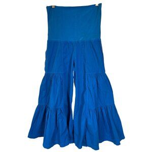 Wearables Gaucho Trousers Size Small Bright Blue Tiered Stretch Waist Lagonlook